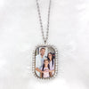 Personalized custom made photo Dog Tag necklace with sparkling crystals and a photo of your choice