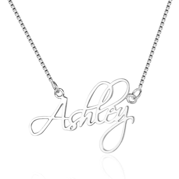 Personalized 925 Sterling Silver/Yellow Gold/Rose Gold Script Name Necklace.