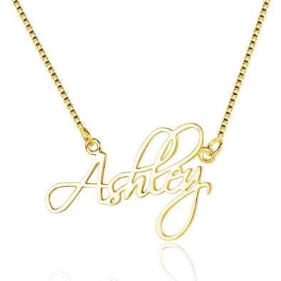 Personalized 925 Sterling Silver/Yellow Gold/Rose Gold Script Name Necklace.