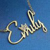 Personalized Silver, Yellow Gold and Rose Gold Name Necklace w/Jewel Crown.