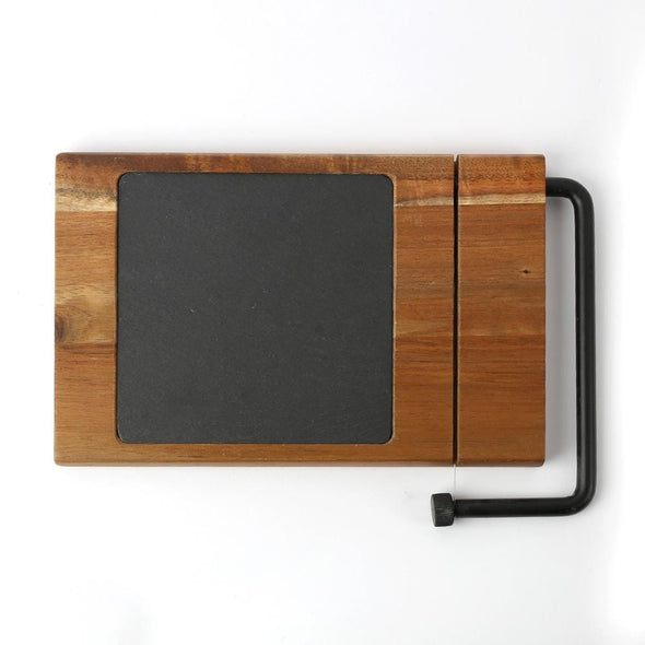 Non-Personalized | Slate Acacia Wood Cheese Board w/ Slicer.