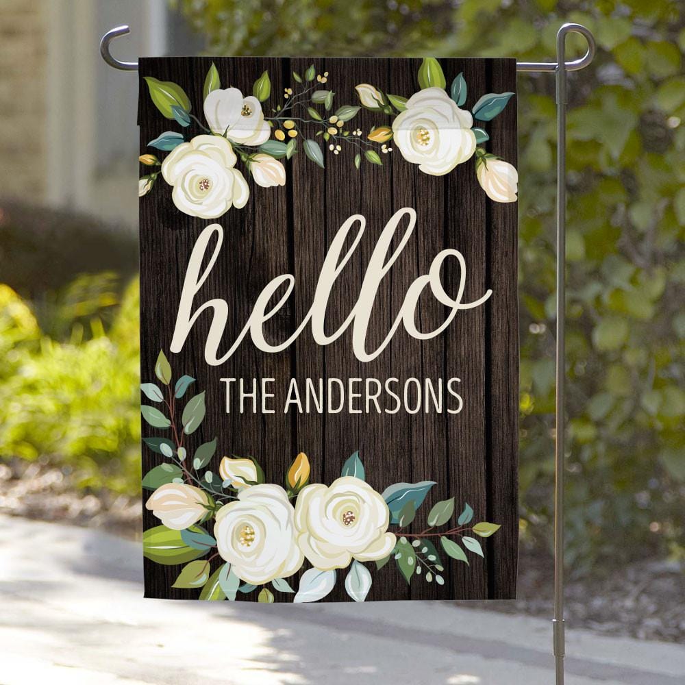 Personalized Flower Truck Welcome Garden Flag.
