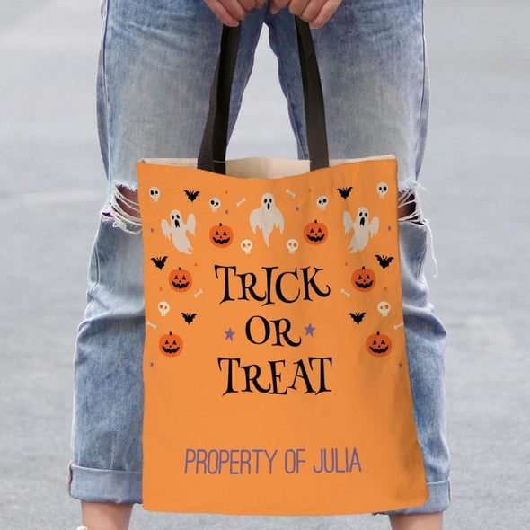 Bag Of Treats Custom Halloween Tote Bag | Personalized Trick or Treat Bag.