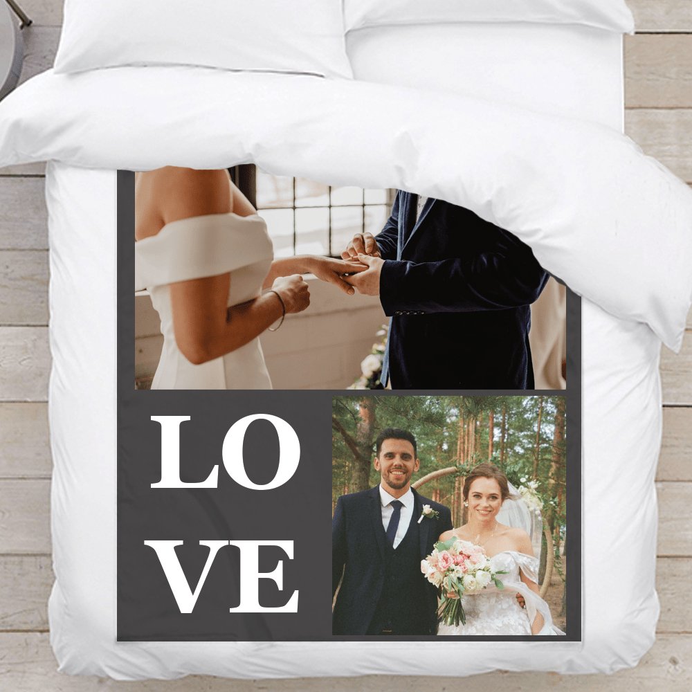 Personalized LOVE Photo Collage Blanket | Custom Blanket With Pictures