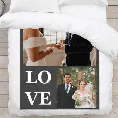 Personalized Photo Blanket | LOVE | Two Image Collage.