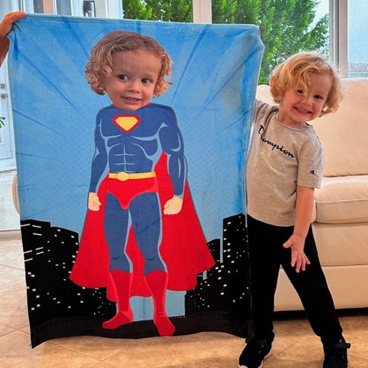 Personalized face superhero discount blanket