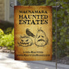 Exclusive - Sale | Haunted Estates Personalized Halloween Garden Flag.