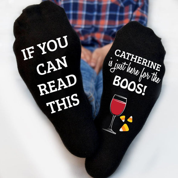 Here For The Boos Personalized Halloween Tube Socks