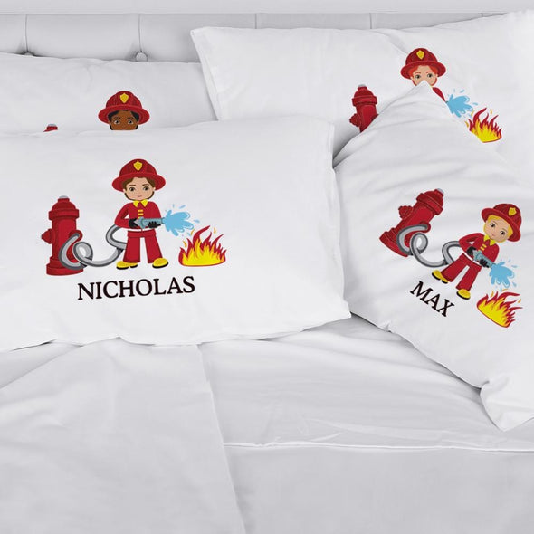 Personalized Fireman Kids Sleeping Pillowcase.