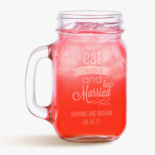 Personalized Wedding Party Mason Glass Jar.