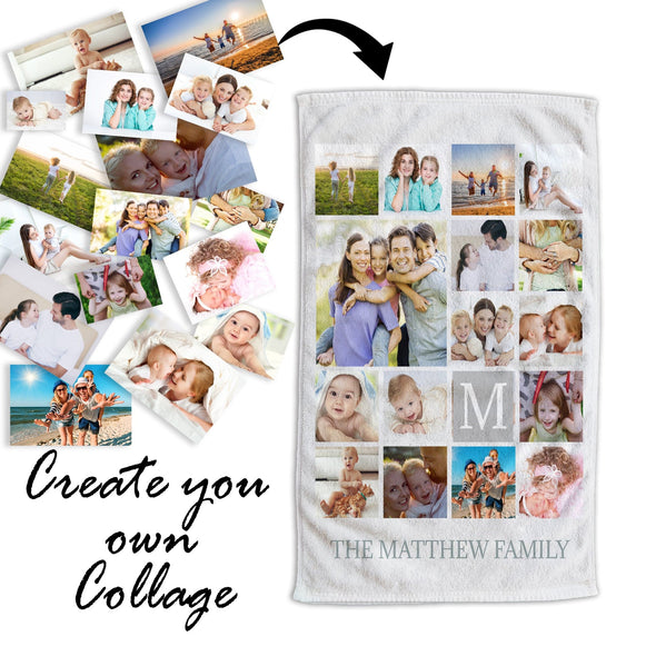 Personalized Photo Collage Beach Towel | Custom Picture Bath or Beach Towel | create your own collage