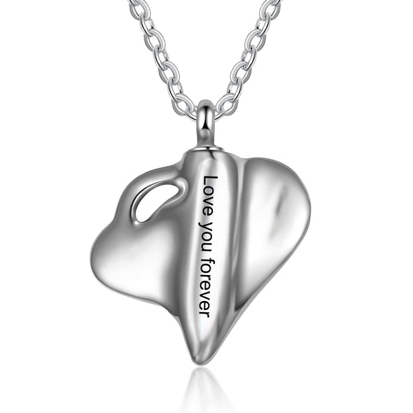 Custom Heart Ashes Necklace personalized with a message