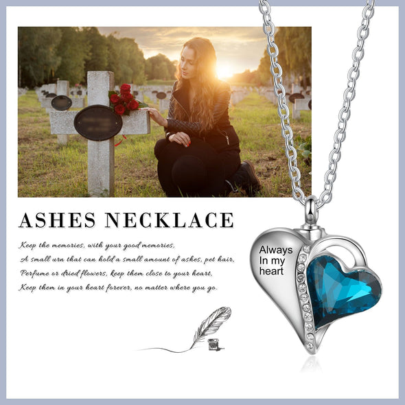 Custom Heart Ashes Necklace personalized with a message