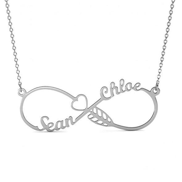 .925 Sterling Silver Personalized Infinity Double Name Necklace