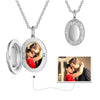 Engraved Sterling Silver Locket with Custom Photo, Elegant Oval Pendant Necklace for Loved Ones