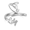 Personalized Adjustable Name Ring with a choice of your Birth flower