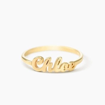 Personalized 14K Gold Plated Script Name Ring