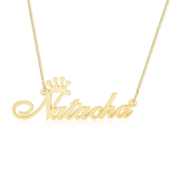 Silver or 14K gold plating Name Necklace with a Crown on the First initial