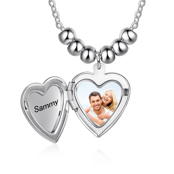 Personalized Photo locket Necklace with Laser engraving name and text