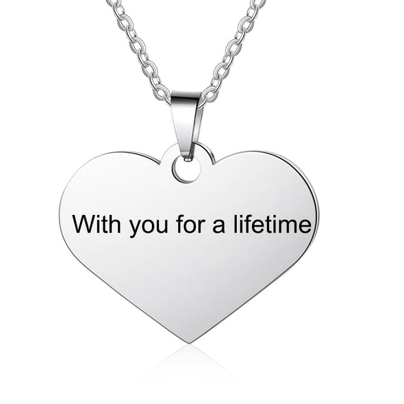 Personalized Heart Photo Necklace with 14K White Gold Plated
