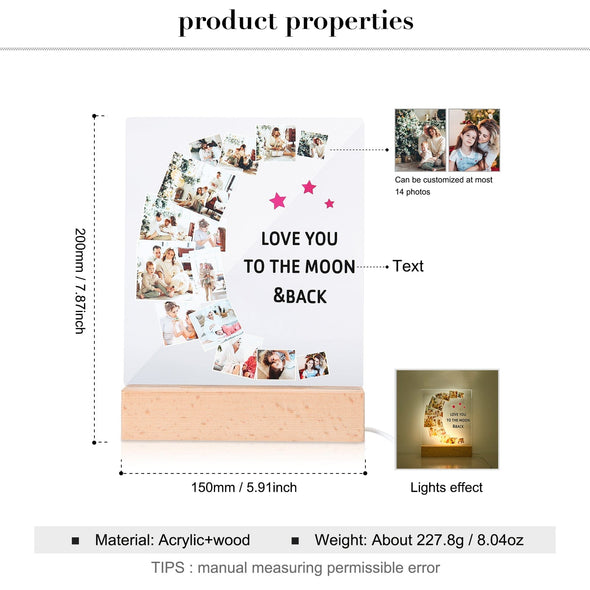 Create a cherished memory - "I Love You To The Moon And Back" with a luxurious Custom Photo Night Light