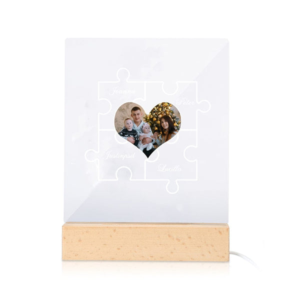 Personalize a Puzzle light stand with your photo and up to 4 names!
