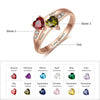 .925 Sterling Silver Heart Birthstone Ring with Personalized Names