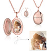 Engraved Sterling Silver Locket with Custom Photo, Elegant Oval Pendant Necklace for Loved Ones