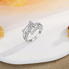 Personalized Double Name Ring with CZ stones and Rhodium Plating