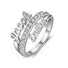 Personalized Double Name Ring with CZ stones and Rhodium Plating