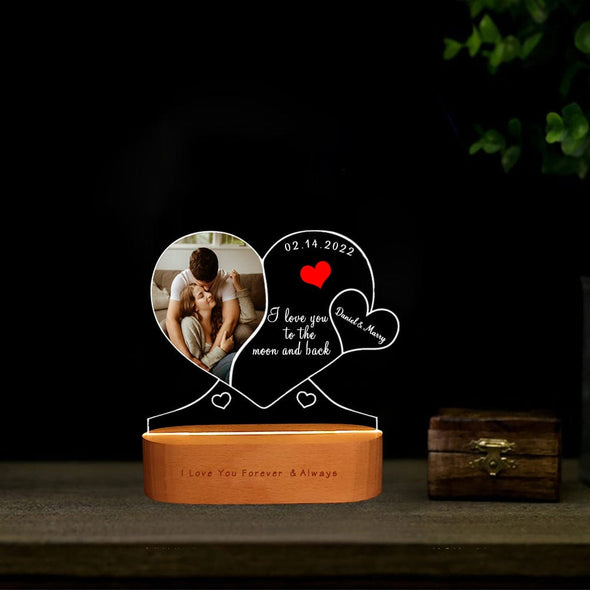 Light up your special one's heart: personalized light up heart w/ photo.