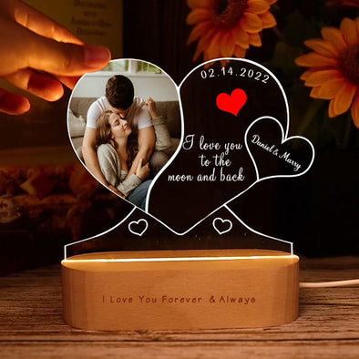 Light up your special one's heart: personalized light up heart w/ photo.