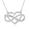 .925 Sterling Silver Heart with Infinity double Name Necklace