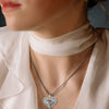 Personalized Stainless Steel Photo Heart Necklace with Laser engraving on the back