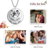 Personalized Round Photo Necklace with 1-5 Names Laser Engraving and 14K white Gold plating