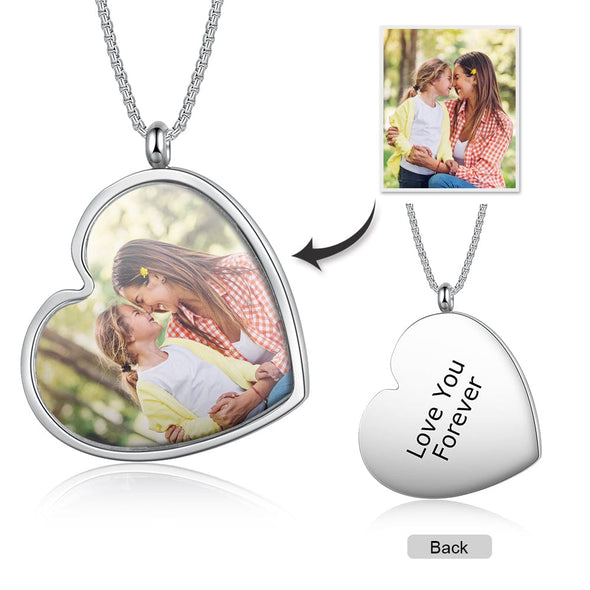 Personalized Stainless Steel Photo Heart Necklace