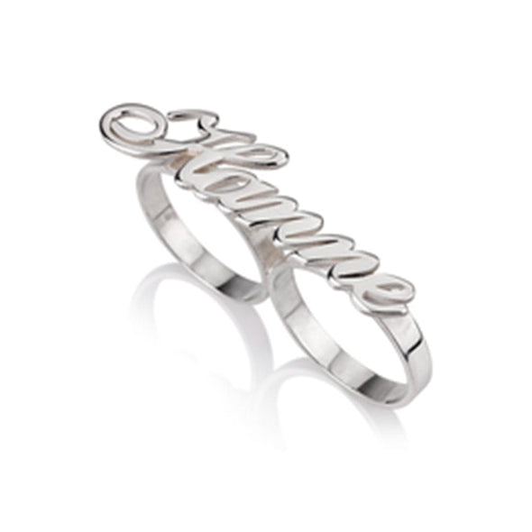 Personalized .925 Sterling Silver Double Ring with Name