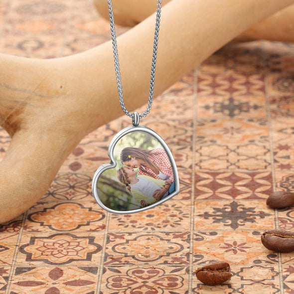 Personalized Stainless Steel Photo Heart Necklace