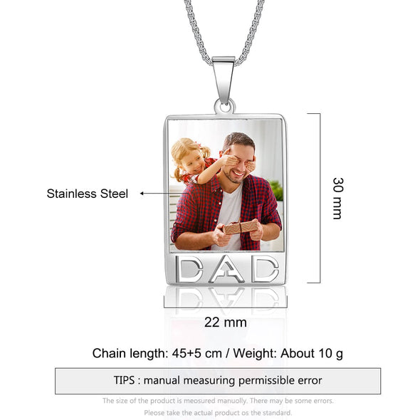 Personalized Stainless Steel Square or Round Photo Necklace