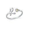 .925 Sterling Silver Initial Ring with a Birthstone. 14K Yellow, Rose or White Gold Plating
