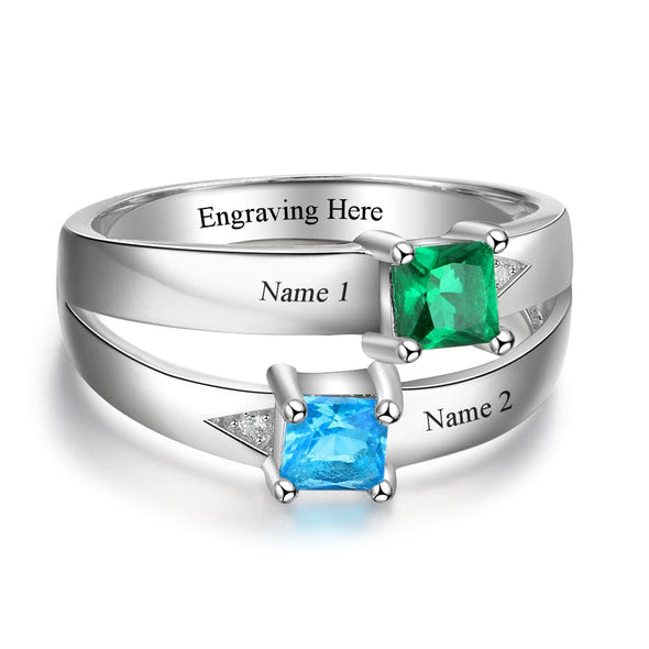 .925 Sterling Silver Infinity Birthstone and Names Rings