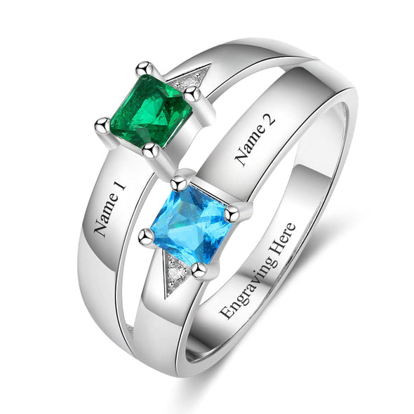 .925 Sterling Silver Infinity Birthstone and Names Rings