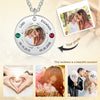 Personalized Stainless Steel Photo Necklace with names and birthstone