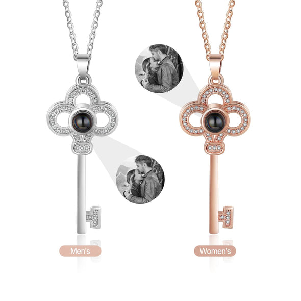 Personalized Photo Projection Key Necklace For Couples, family, Pets or Loved ones