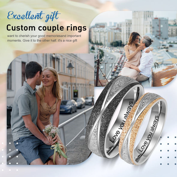 personalized Stainless Steel Couple Ring with Laser Engraved Messgae