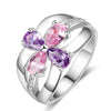 .925 Sterling Silver Flower Birthstone Family Ring with Laser Engraved Names Plus Message Inside the Ring