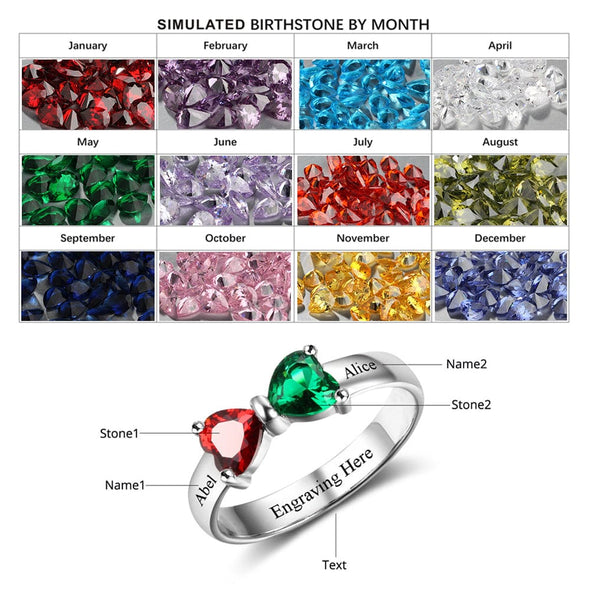 .925 Sterling Silver Birthstone and Names Rings