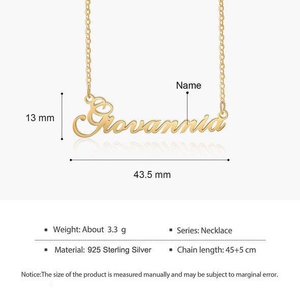 Personalized .925 Sterling Silver/Yellow Gold/Rose Gold Name Necklace