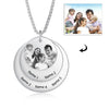 Personalized Round Photo Necklace with 1-5 Names Laser Engraving and 14K white Gold plating