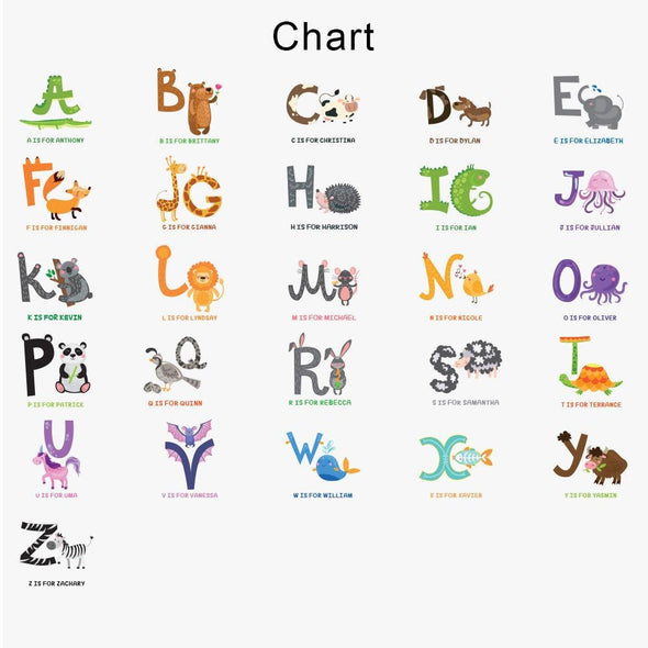 Custom Animal Alphabet Drawstring Sack.